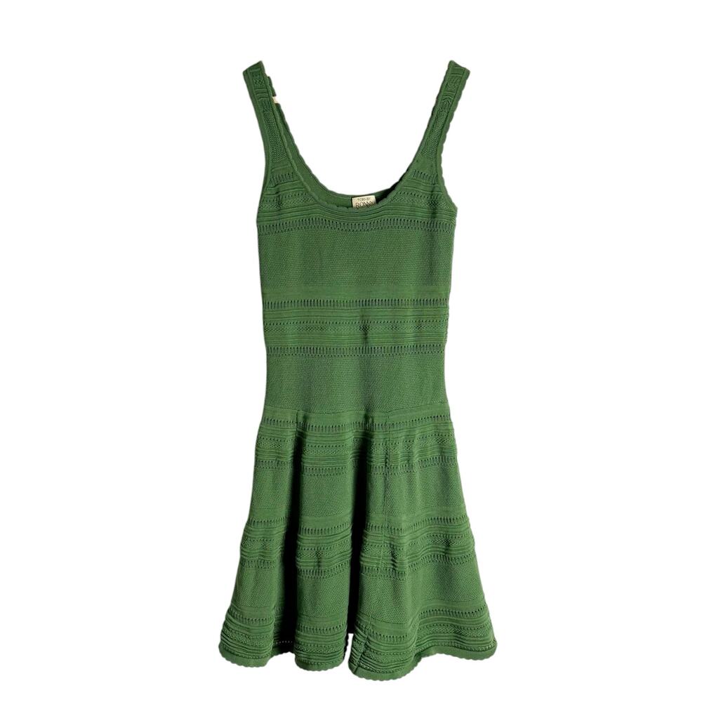 Torn by Ronny Kobo Green Knit Sleeveless Scoop Neck A-Line Dress Size Large